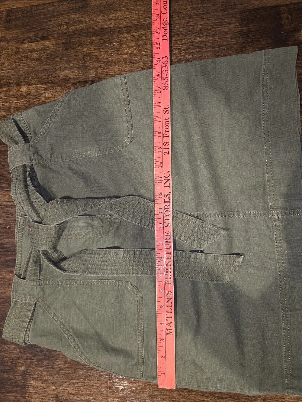 Talbots Olive Green Cotton Belted Mini Skirt‎